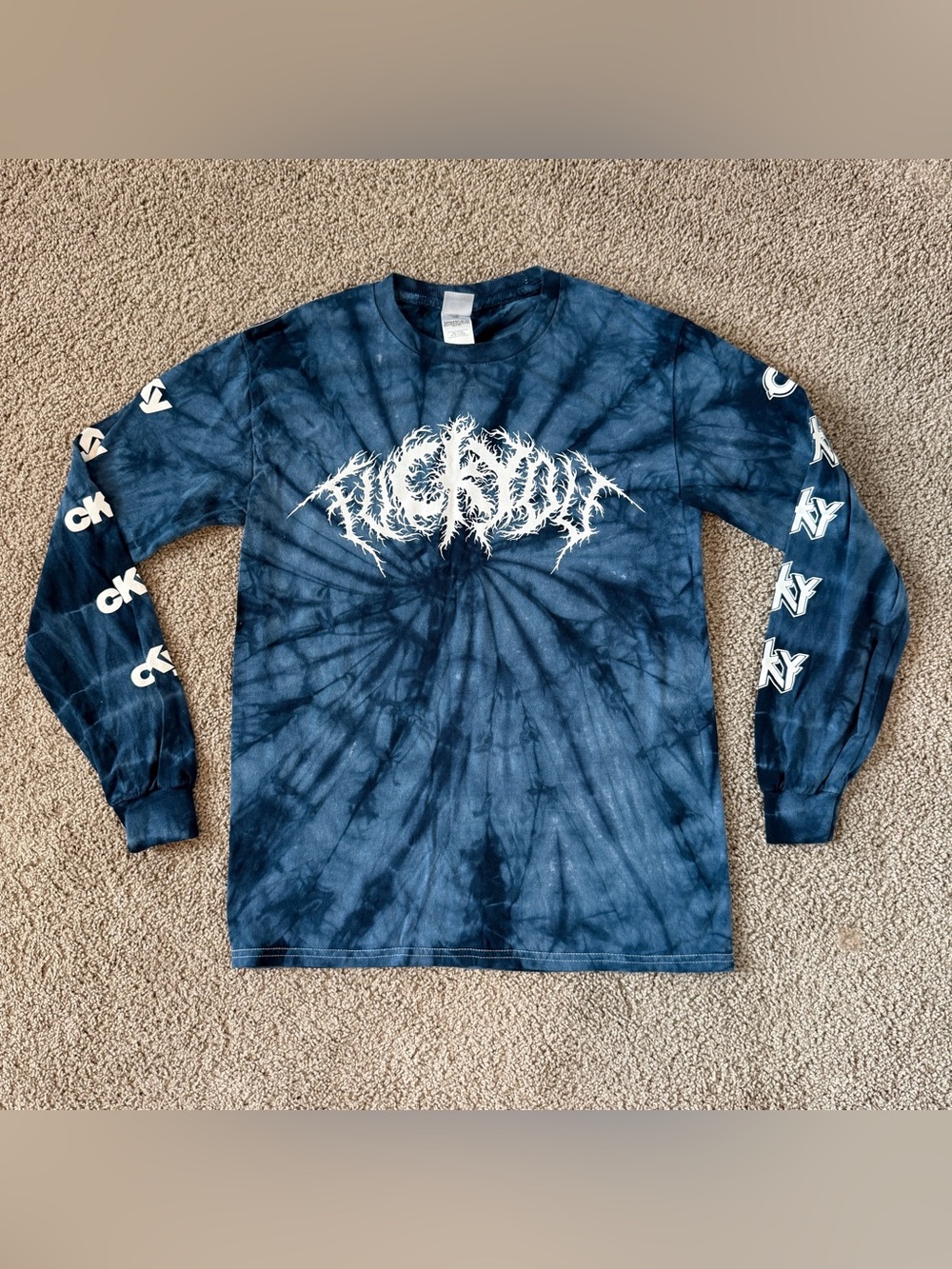 CKY Blue & Black Tie-Dye Unisex Long Sleeve Graphic Band Tee
